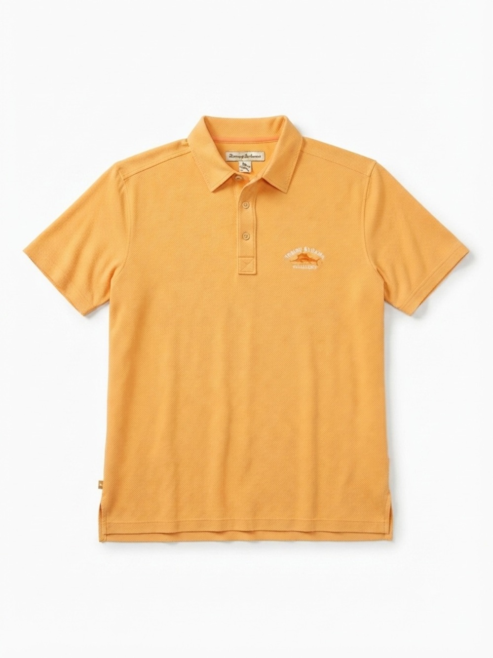 Tommy Bahama Challenge Polo Shirt L Silk Blend Orange Embroidered Logo Top